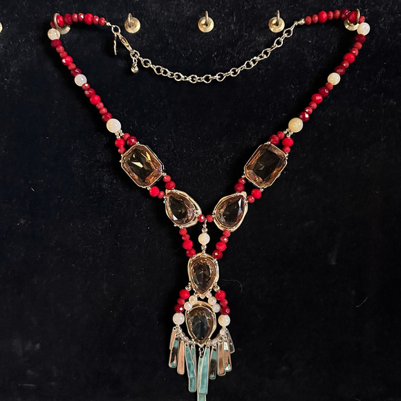 Women's Chico's Necklace Red and Gold - Picture 5 of 10